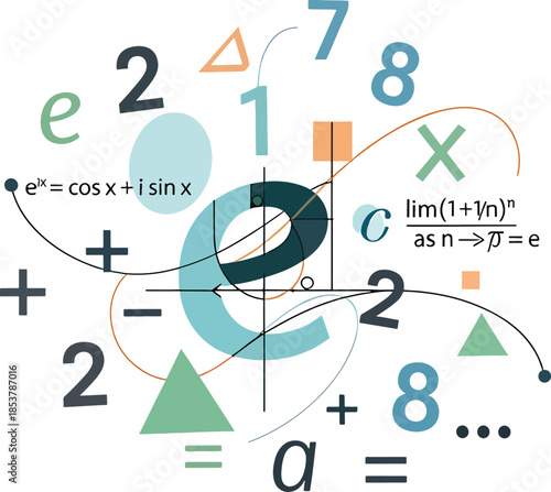 Vibrant mathematical symbols and equations in colorful creative design