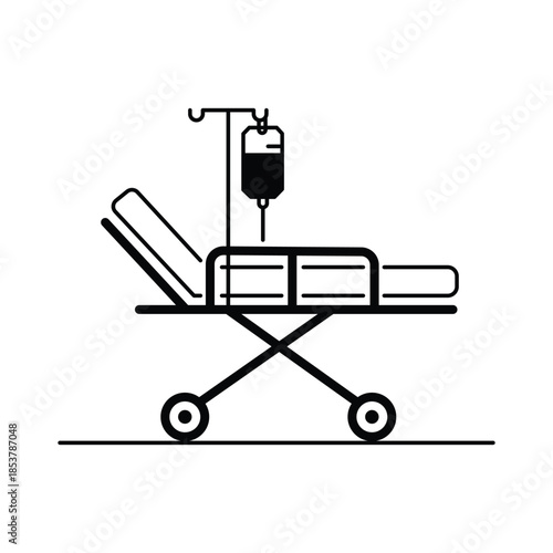 Medical Bed and IV Drip Isolated on Transparent Background