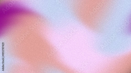 A soft, grainy abstract background with smooth color gradients of purple, pink, orange, and light blue.