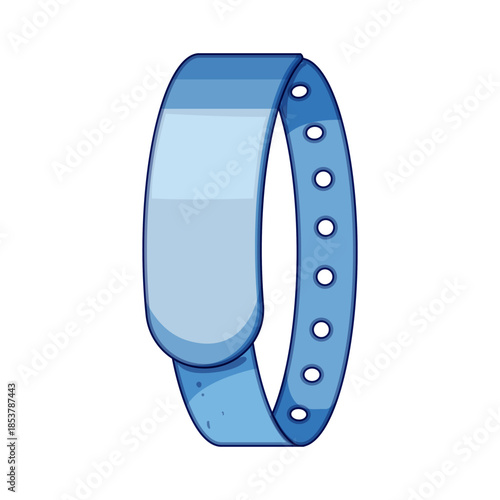 Blue wristband featuring a blank panel for patient information and identification, representing hospital admission, care, and secure access control in healthcare settings