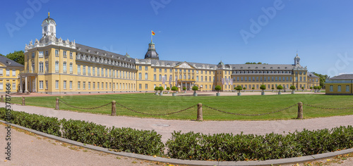 Sideways panorama of the Karlsruhe Palace, the former residence of the rulers of Baden