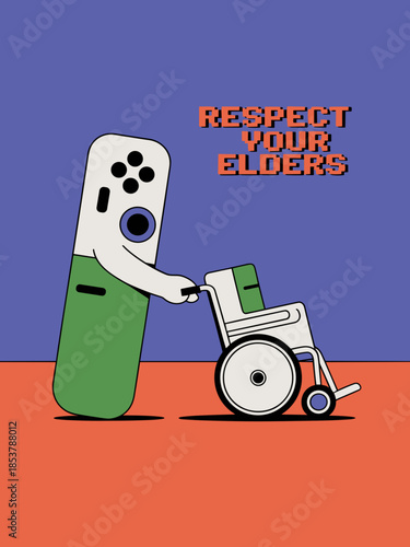 Modern Digital Device Caring for an Elderly Person in a Wheelchair