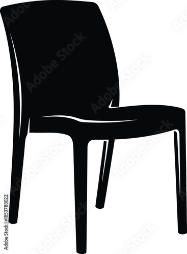 Simple black chair illustration against a plain white background minimalist design