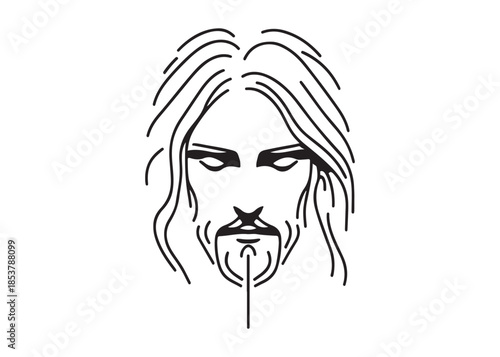 Jesus christ head silhouettes vector, Stylized jesus christ head silhouettes, Stylized jesus christ head portraits with crown of thorns