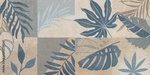 seamless pattern with leaves tiles decor