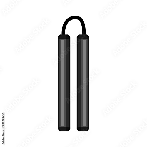 Nunchaku icon representing martial arts training, self defense, combat and security, simple black vector illustration on white background for sport, dojo and asian martial culture concepts