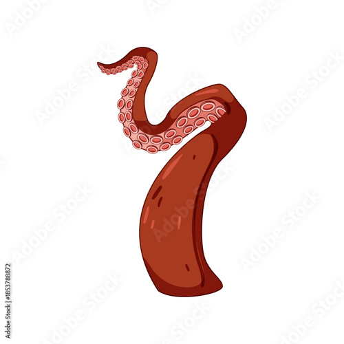 Octopus tentacle illustration showing detailed suckers, capturing the essence of marine life and underwater creatures, suitable for seafood themes and aquatic designs