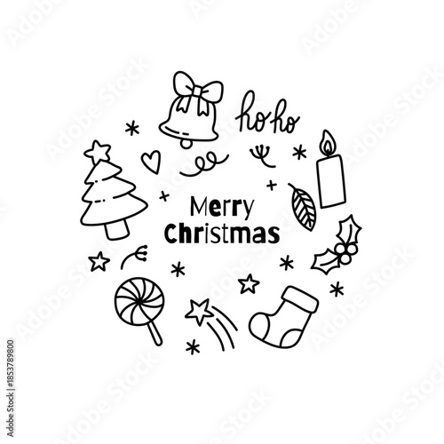 Playful handdrawn christmas doodle  illustrations