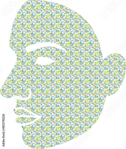 Isolated Vector Graphic of Human Face Profile with Repeating Crowd Icon Pattern isolated PNG with Transparent Background