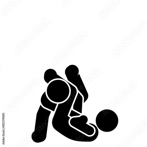 Brazilian jiu jitsu submission lock ground fighting illustration.