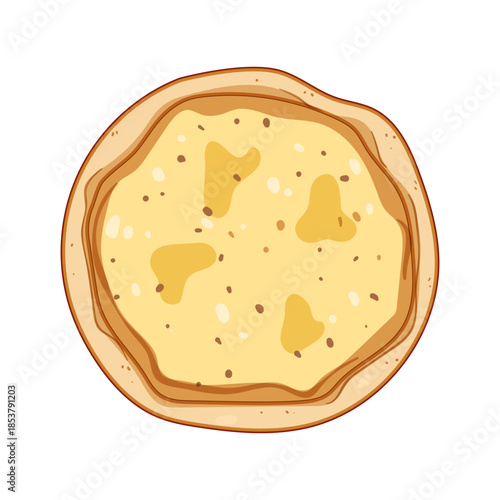 Traditional italian flatbread pizza with melted cheese and seasonings, overhead view perfect for promoting food, cooking, restaurants, menus, cafes, and gourmet meals