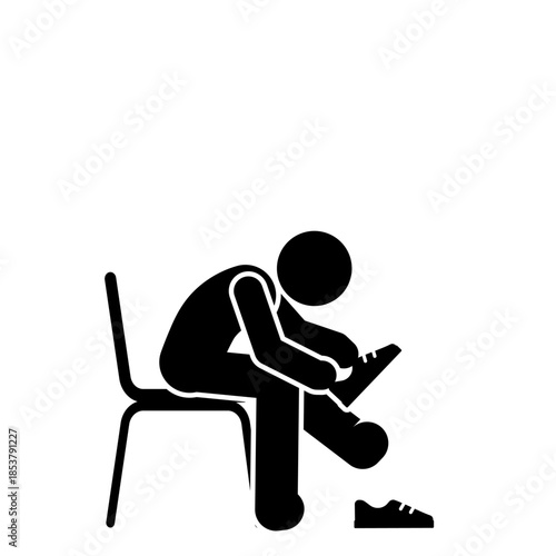 Person sitting down to put on shoes.