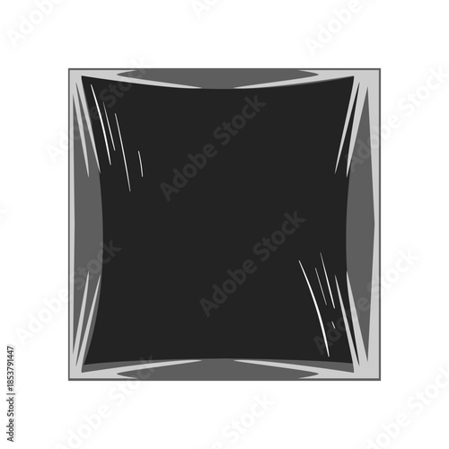 Square album cover mock up appearing sealed in protective plastic cellophane, representing new music releases, art display, or digital template content in a clean, isolated vector illustration style