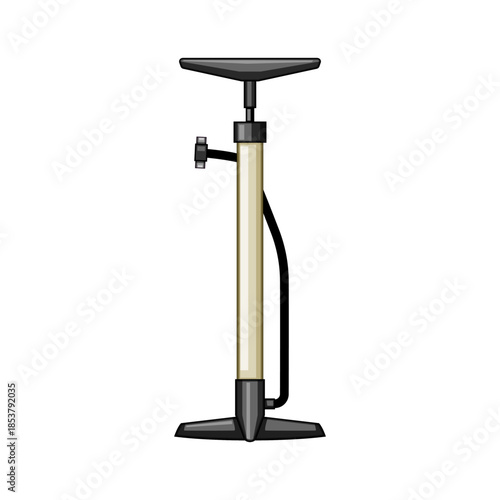 Bicycle floor pump featuring a handle, cylinder, and hose connection, providing essential aeration for inflating bicycle tires and maintaining optimal pressure