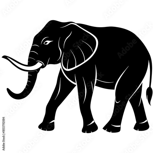 Black silhouette of an elephant walking white animal 4