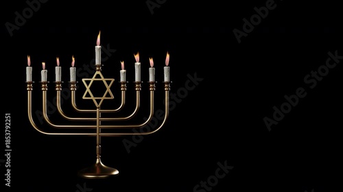 Symbol of Jewish faith, menorah candlestick, Hanukkah on a transparent background with an alpha channel.
