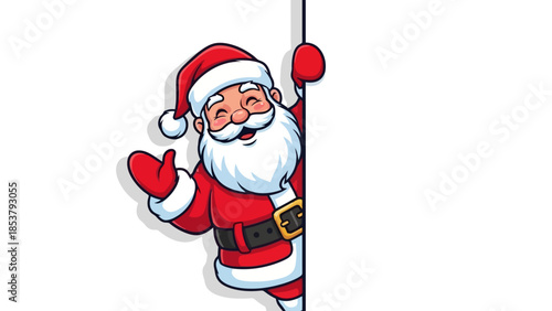Santa Claus with a Blank Sign Ready for Your Christmas Message, Festive Illustration