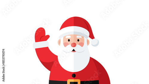 Festive Santa Claus Waving Hello - Vector Christmas Character