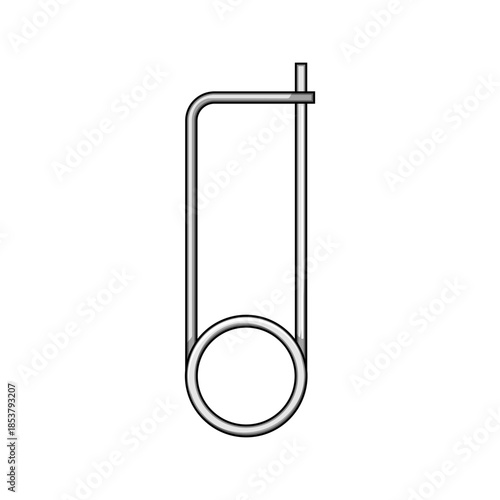 Safety pin fastening two pieces of fabric, metal needle and clasp forming a secure closure, minimal steel accessory for sewing, clothing, crafts, and safe temporary joining