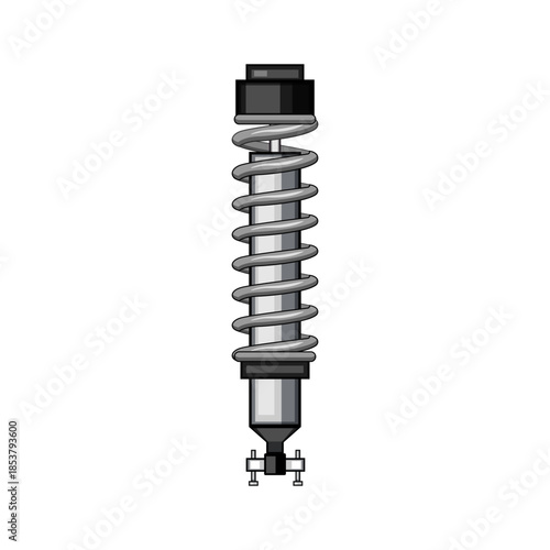 Illustrated shock absorber featuring a coil spring, representing vehicle suspension components, providing damping and absorbing impacts for comfort and stability
