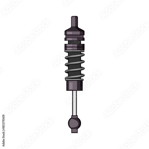Vehicle suspension component showcasing a shock absorber and spring assembly, designed for dampening impacts and vibrations, ensuring stability and comfort on the road