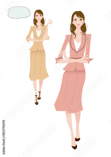 仕事に自信がある女性のイメージイラスト キャリアウーマンが腕組みをしている