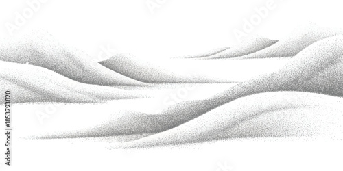 Minimalist stipple art landscape featuring abstract rolling hills or snow drifts