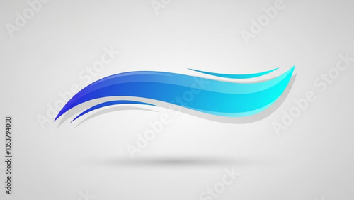 Blue wave design element with gradient colors on gray background, modern abstract graphic illustration for web and print