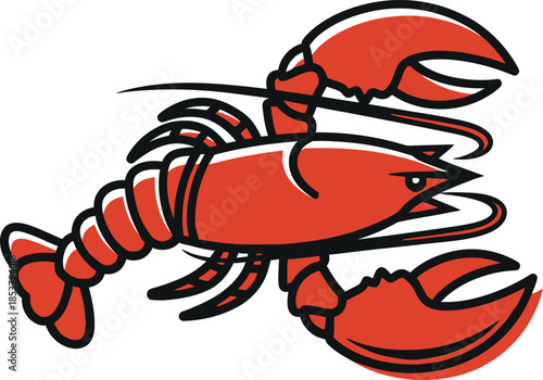 Detailed illustration of a vibrant red lobster claw and body segment
