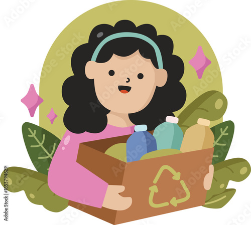  Environment Day Recycle Girl Sustainability Illustration