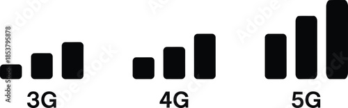 Mobile Signal Icon Set – Visual Progression from 3G to 5G Connectivity