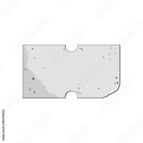 Blank vintage paper ticket coupon with rough torn edges and distressed texture, isolated on white with empty center for custom text, artwork or promotional design template