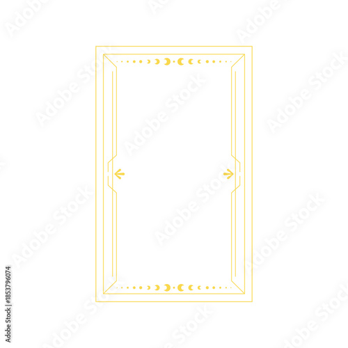 Elegant gold line art border creating a spiritual design element, featuring crescent moon and star motifs, perfect for esoteric templates, divination, and fortune telling themes