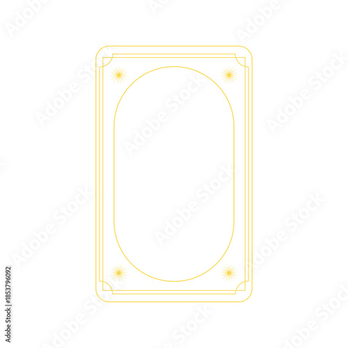 Golden frame featuring an oval interior border and starburst symbols in each corner, depicting mystic, occult, and spiritual concepts for fortune telling or divine themes