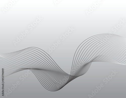 Waves lines gray vector background