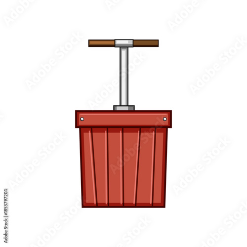 Detonator plunger box stands ready for triggering an explosion, symbolizing danger, alarm, and the initiation of a forceful event with its classic comic book design