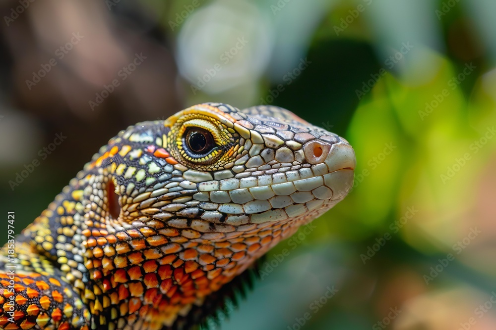 Obraz premium Close up of ornate butterfly lizard displaying vibrant colors and intricate scale patterns