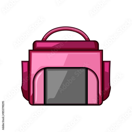 Pink toilet bag or cosmetic pouch featuring a top handle and front pocket, representing concepts of hygiene, grooming, and personal care for trips and vacations