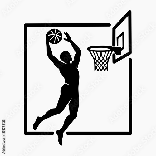 basketball player logo dunk vector