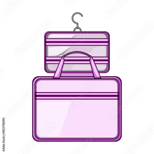 Two hanging and portable toiletry bags in purple color, representing essentials for hygiene, grooming, and organizing personal care items during travel or daily use