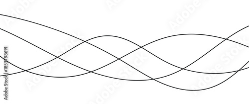 Thin line wavy abstract vector background. Thin line background with seamless pattern.  Line art striped graphic template.