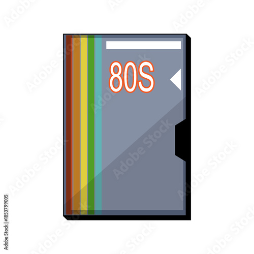 Retro video cassette cover illustration evoking 1980s entertainment and analog media nostalgia, isolated on white background as a vintage vhsvcr graphic icon
