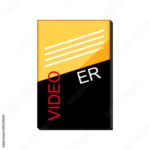 Retro video cassette label design showcasing nostalgic media on a white background, representing outdated technology and classic home entertainment from past decades