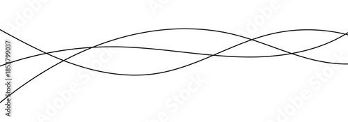 Curve wave seamless pattern. Thin curved wavy lines. Abstract dynamic curve stroke. Line art striped graphic template.