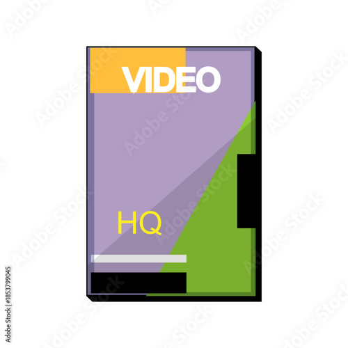 Vintage vhs tape case illustration evoking analog home video nostalgia, retro entertainment format from the 80s90s, classic tape media and personal movie collection memory