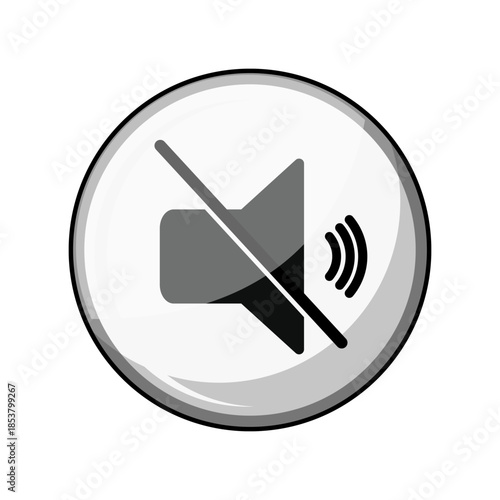 Mute sound icon presenting a modern interface element for digital controls, symbolizing silent mode and no audio through a speaker with a diagonal line
