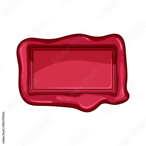 Red wax seal stamp forming a rectangular frame, providing copy space for text or a logo, symbolizing security, vintage style, official documents, and confidentiality