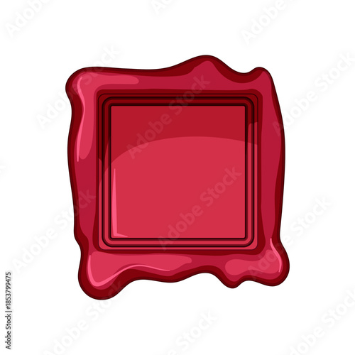 Red wax seal stamp creating a square impression, suitable for depicting concepts of confidentiality, security, official documents, and traditional authentication