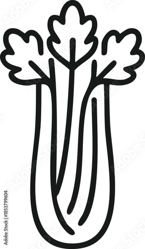 A minimalist black line icon of celery stalk,