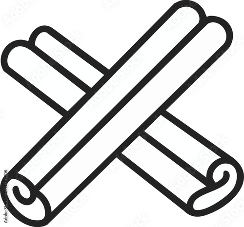 A minimalist black line icon of cinnamon